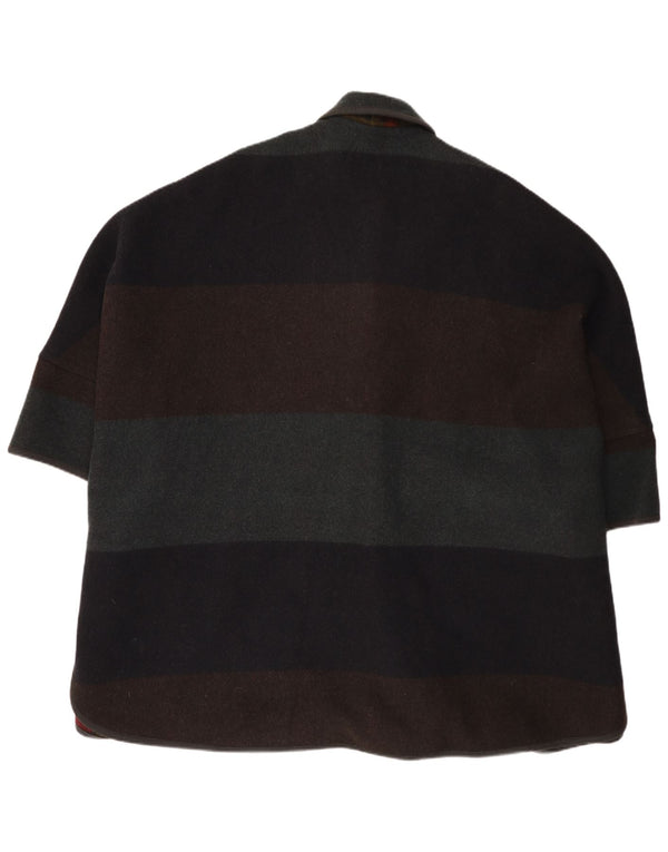 Cappotto poncho vintage da donna, taglia unica, in lana a righe multicolori