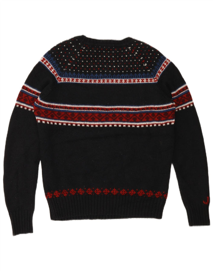 Maglione da uomo con scollo a barca con grafica Superdry, medio nero, Fair Isle