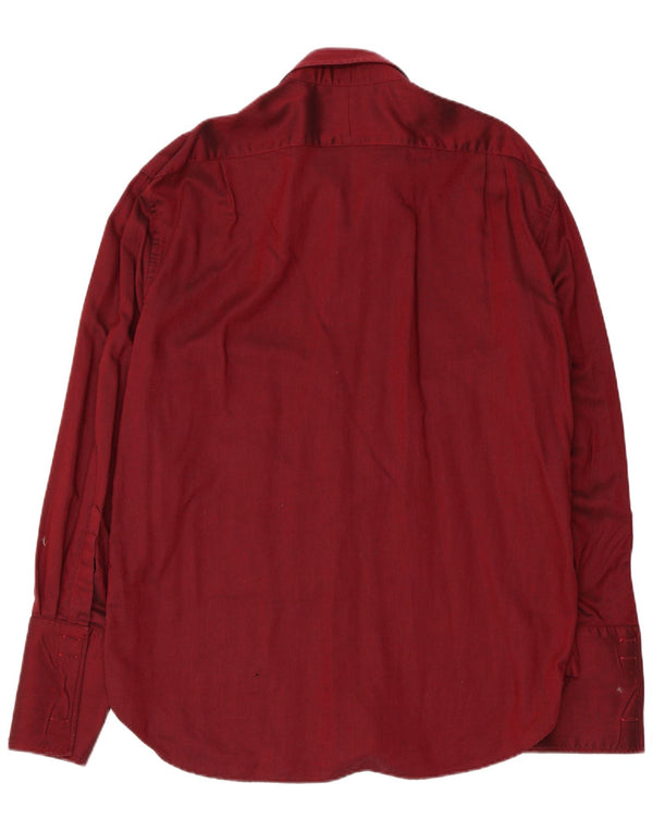 Ted Baker Mens Formal Shirt Size 17 1/2 XL Burgundy Pinstripe Cotton