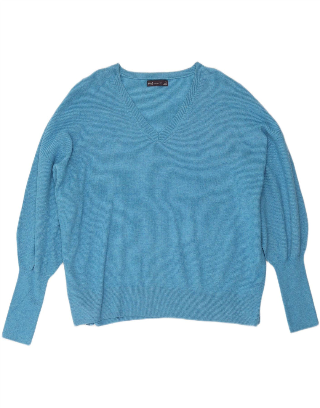 Maglione oversize con scollo a V da donna Marks & Spencer UK 18 XL Blu