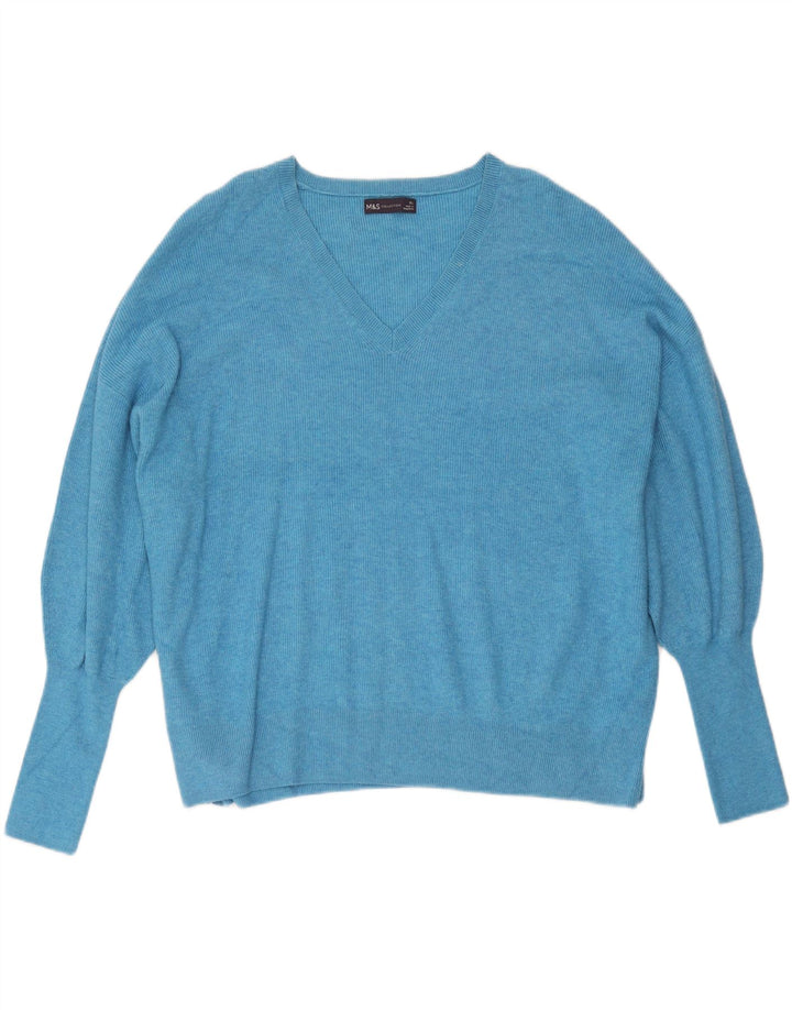 Maglione oversize con scollo a V da donna Marks & Spencer UK 18 XL Blu