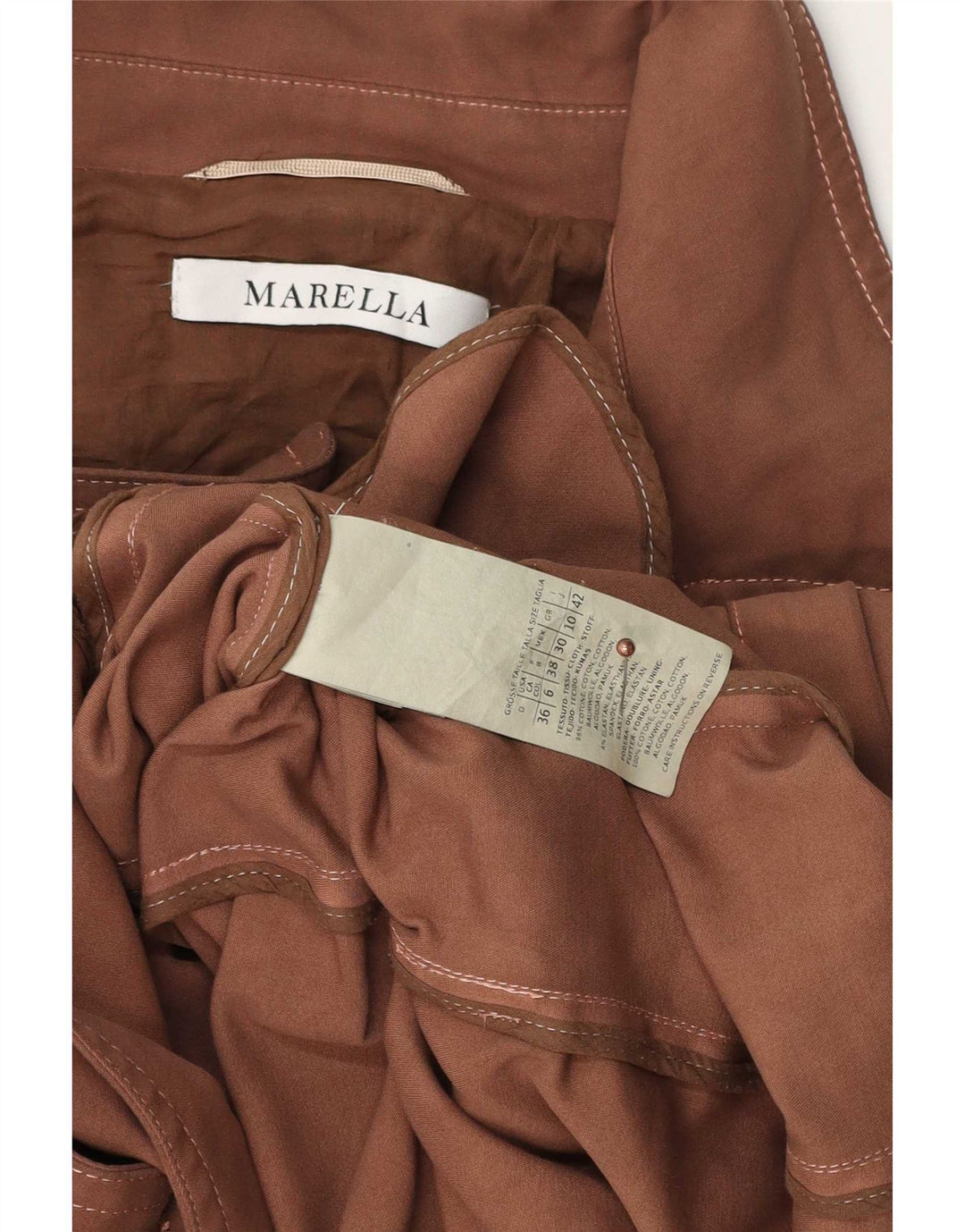 Trench da donna Marella UK 10 piccolo cotone marrone