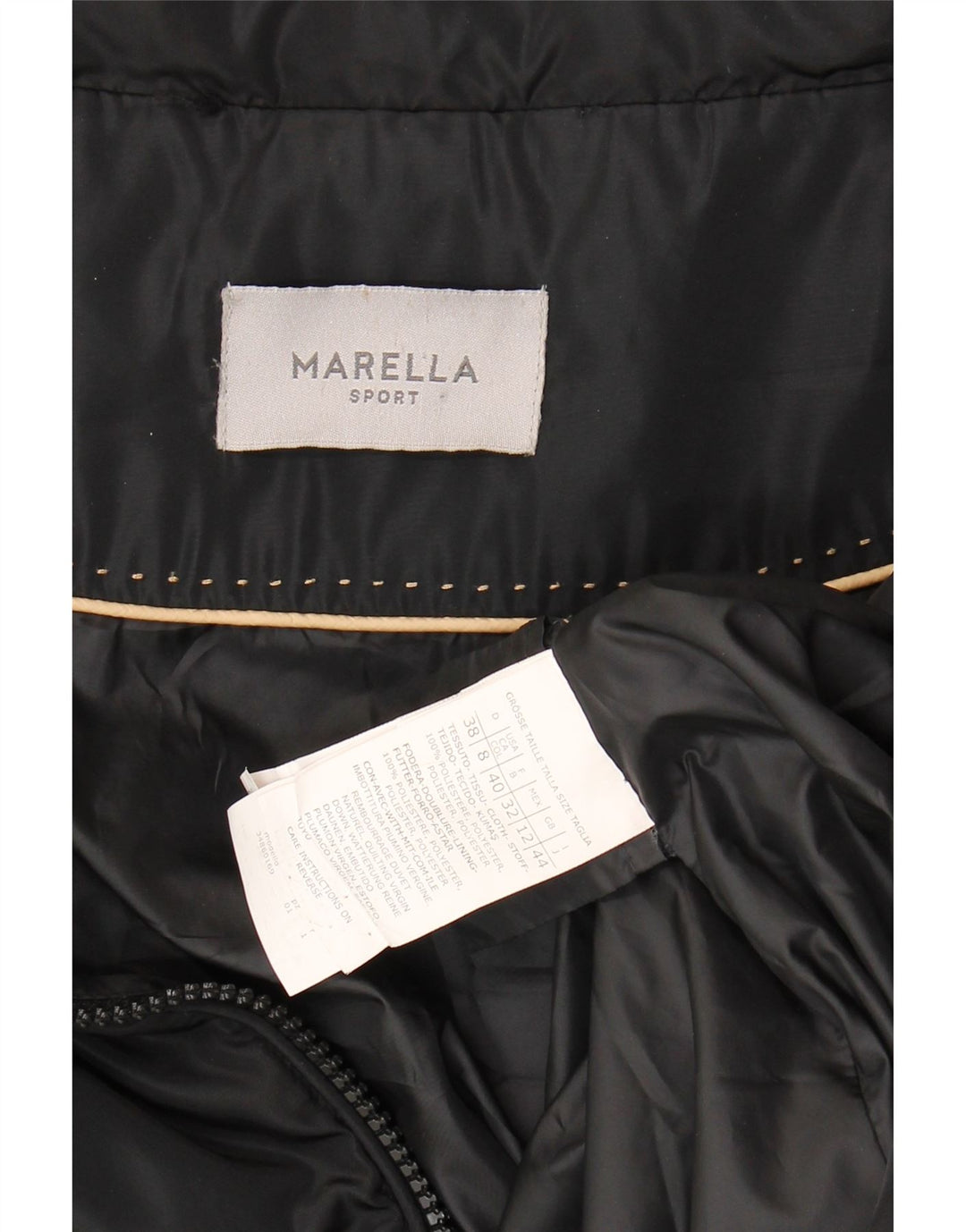 MARELLA Womens Hooded Padded Jacket UK 12 Medium  Black Polyester Vintage Marella and Second-Hand Marella from Messina Hembry 