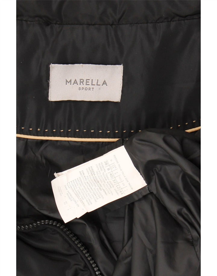 MARELLA Womens Hooded Padded Jacket UK 12 Medium  Black Polyester Vintage Marella and Second-Hand Marella from Messina Hembry 