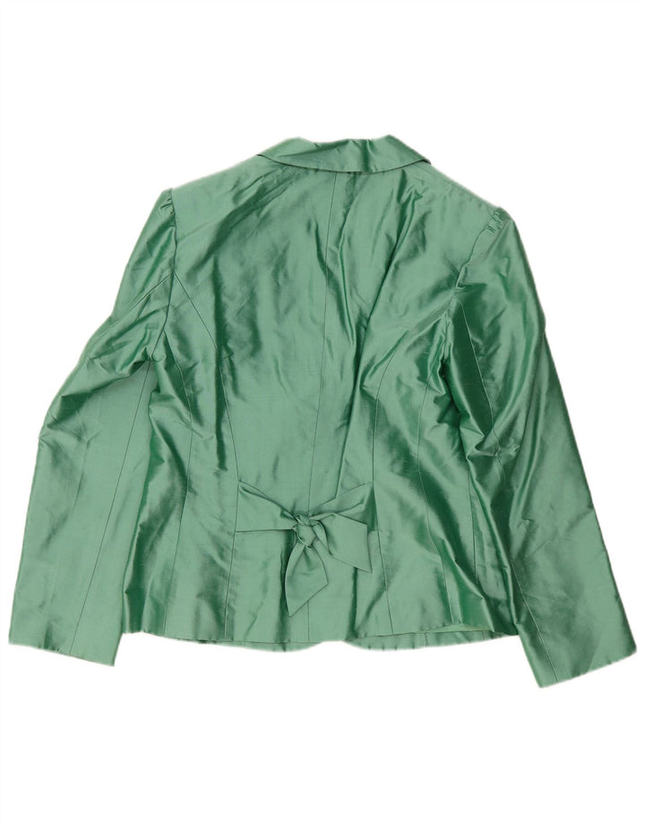 Luisa Spagnoli Giacca Blazer a 3 Bottoni da Donna UK 14 Seta Verde Medio