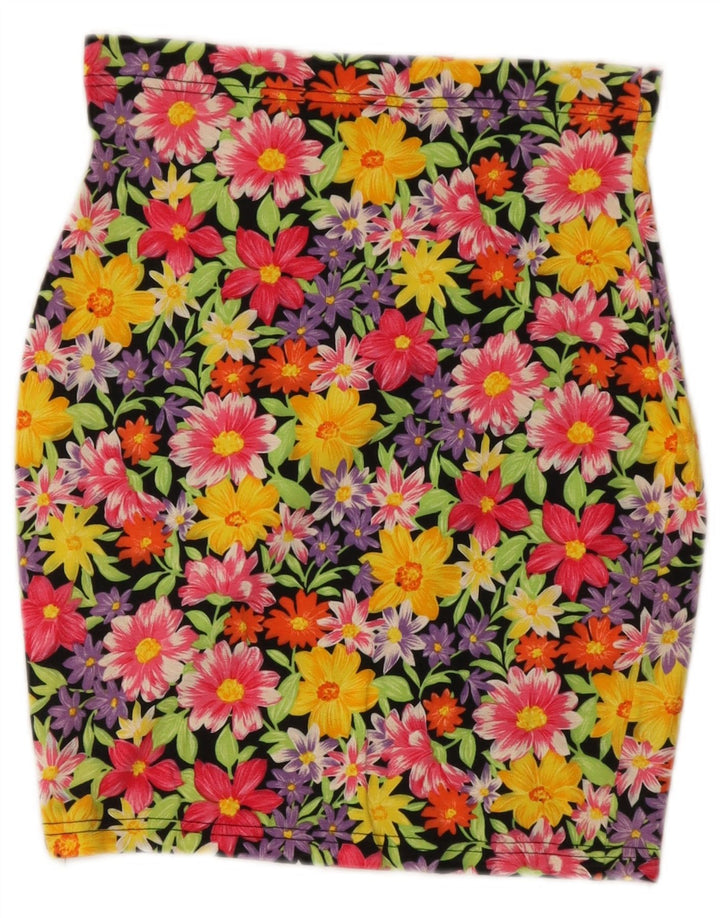 Gonna a tubino vintage da donna W28 media floreale multicolore