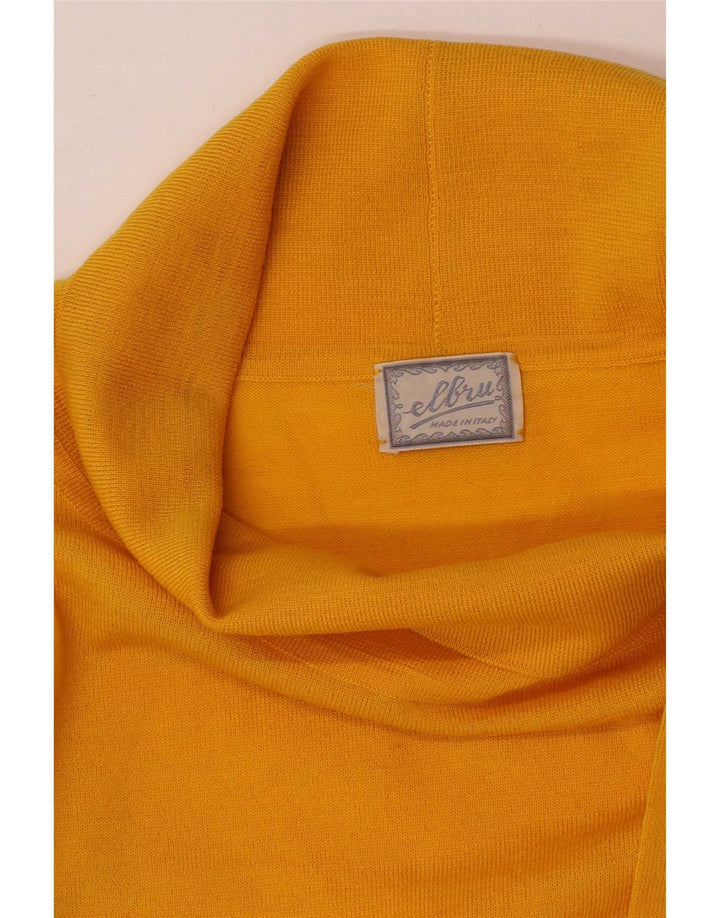 Top vintage da donna con collo alto e maniche a 3/4 UK 14 giallo medio