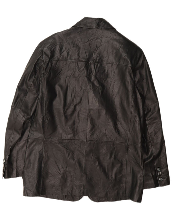 Giacca Blazer in Pelle da Uomo a 3 Bottoni Fratelli Rossetti IT 50 Large Nera