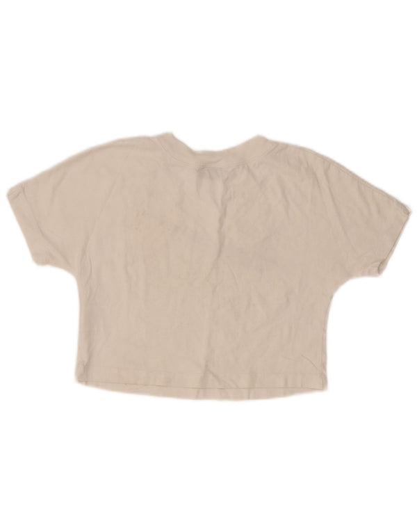 T-shirt grafica corta da donna Nike UK 6 XS cotone bianco