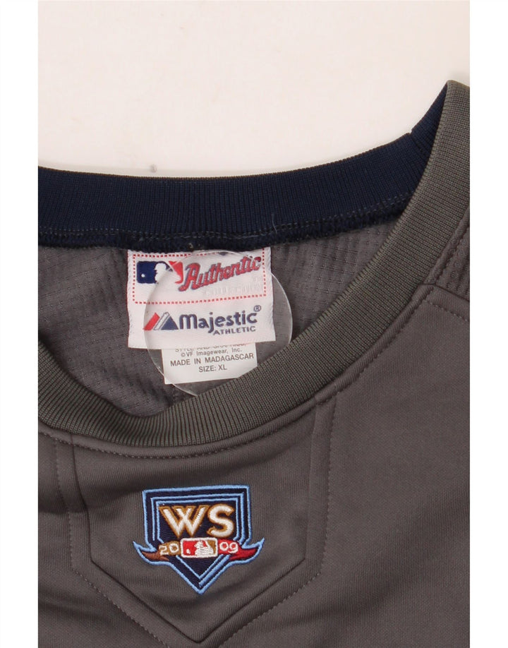 MAJESTIC Maglia grafica Wilson da uomo a maniche lunghe XL in poliestere color block grigio