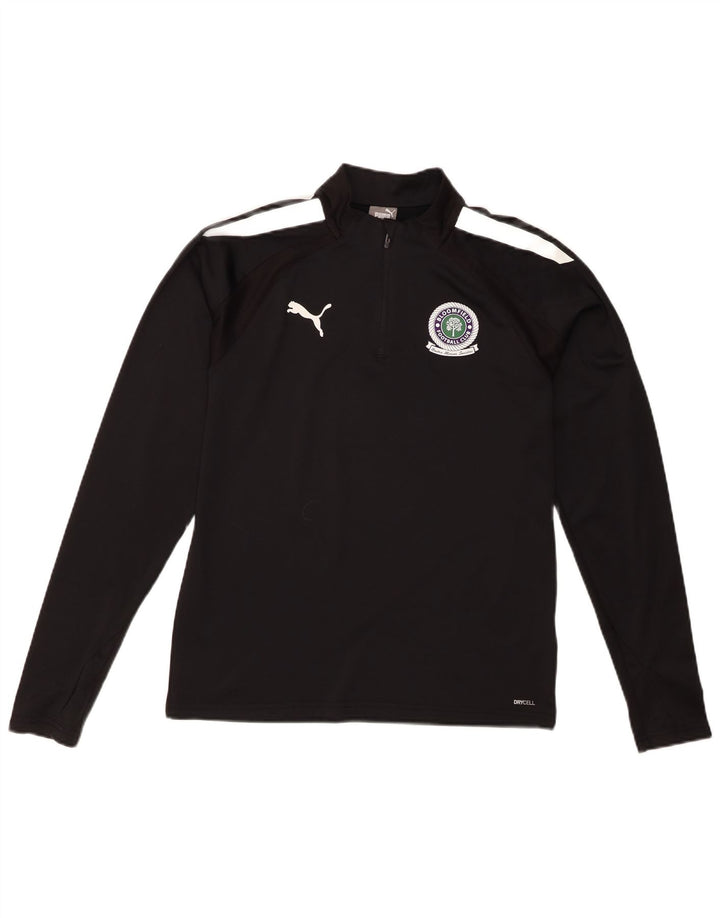 PUMA Mens Graphic Zip Neck Pullover Tracksuit Top Medium Black Polyester
