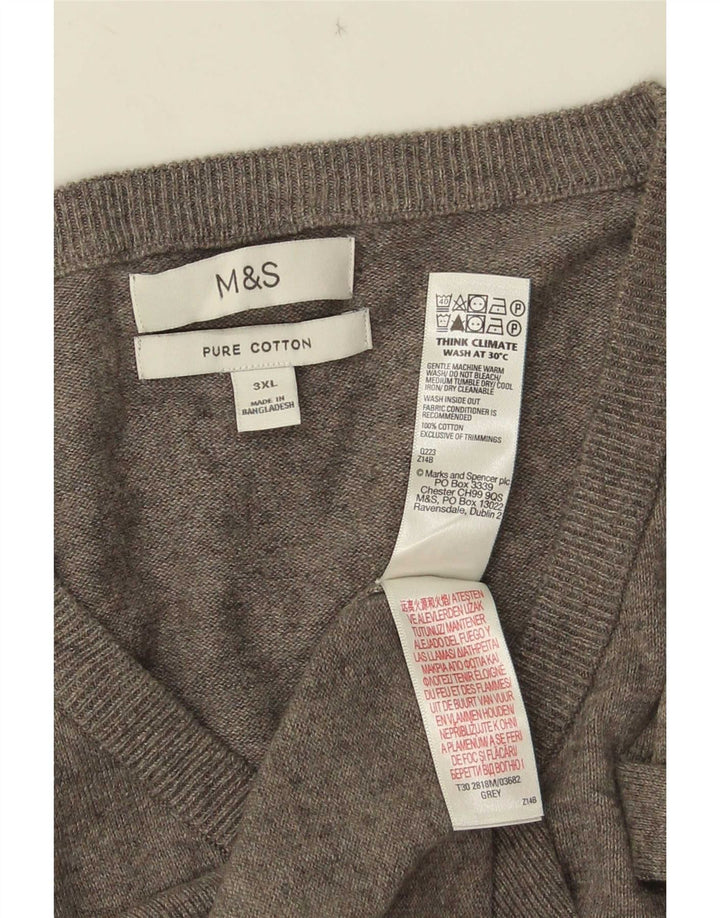 Maglione maglione con scollo a V da uomo Marks & Spencer 3XL cotone grigio