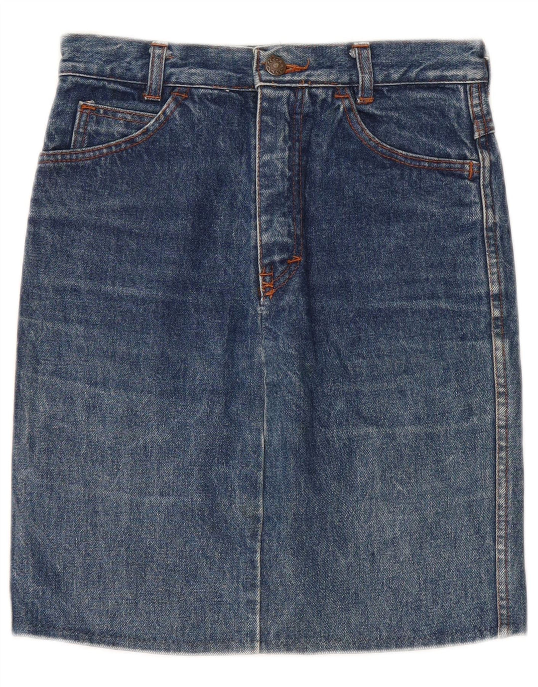 Gonna di jeans a vita alta per ragazze VINTAGE 15-16 anni W24 cotone blu