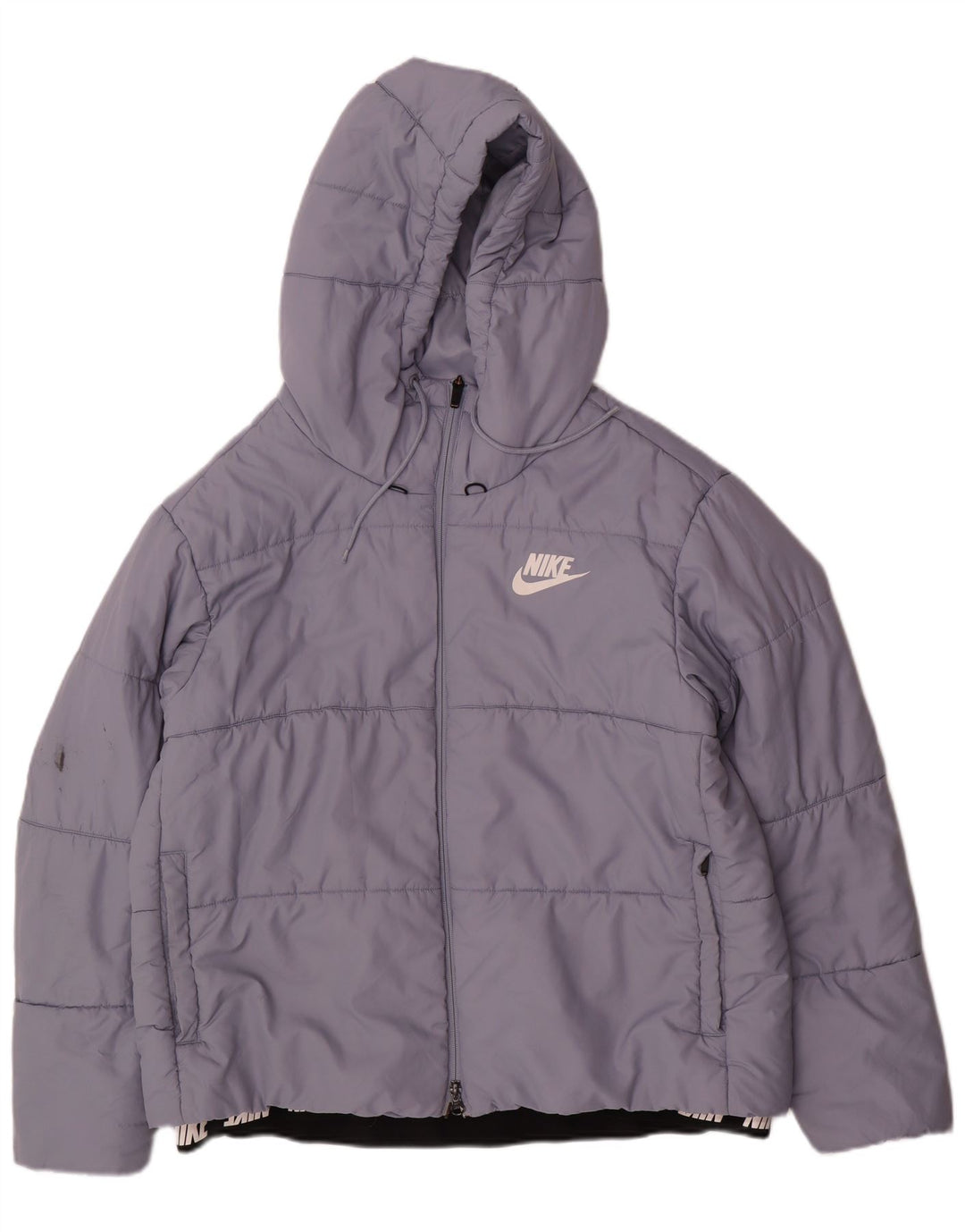 Giacca imbottita con cappuccio con grafica NIKE da donna UK 18 XL poliestere blu