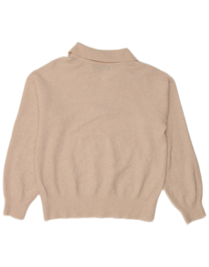 Maglione maglione collo alto da donna Marks & Spencer UK 10 piccolo poliestere beige