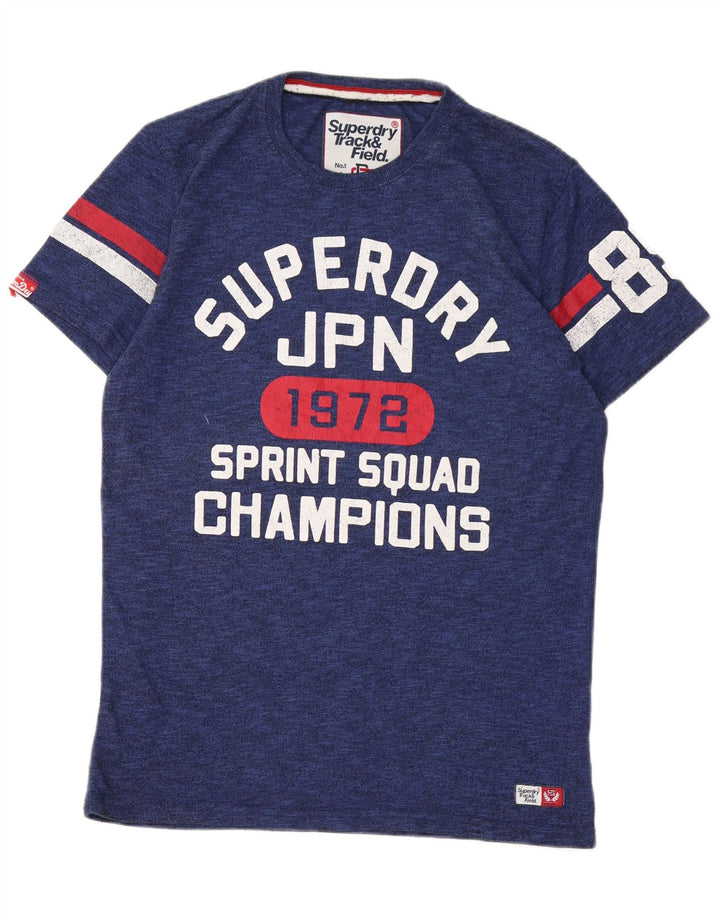 T-shirt grafica da uomo SUPERDRY Top in cotone blu medio
