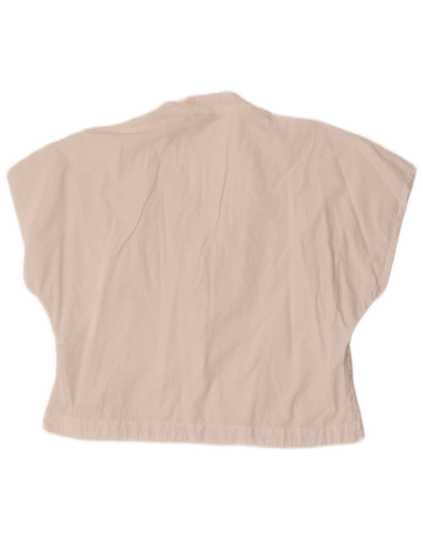 Camicetta vintage da donna a maniche corte corta UK 16 grande floreale bianco sporco