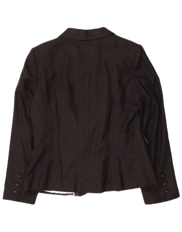Giacca blazer a 3 bottoni Marks & Spencer da donna UK 14 lino medio nero