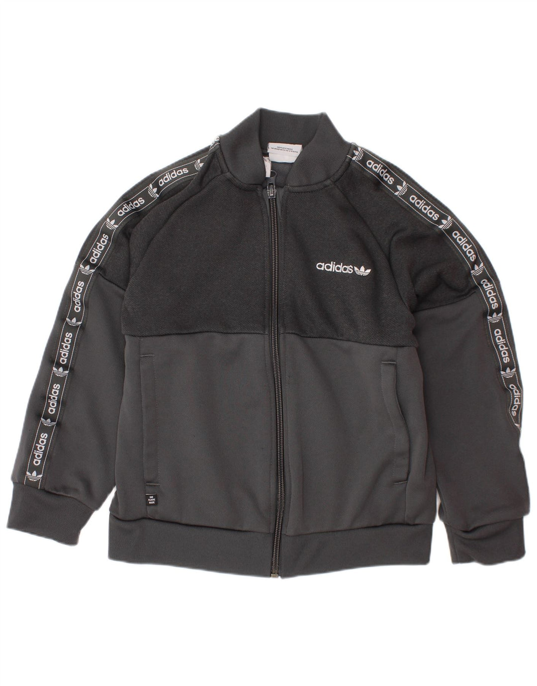 Giacca da ginnastica grafica ADIDAS per ragazzi 6-7 anni in poliestere grigio