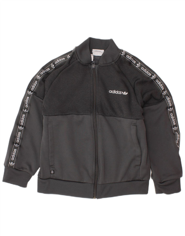 Giacca da ginnastica grafica ADIDAS per ragazzi 6-7 anni in poliestere grigio