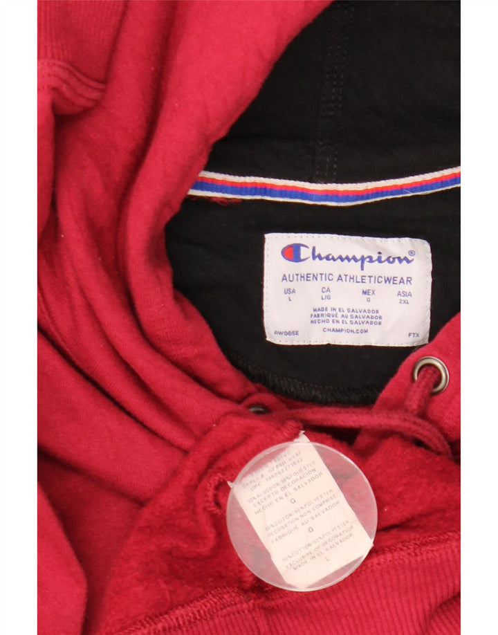 Maglione con cappuccio grafico da uomo CHAMPION grande in cotone rosso