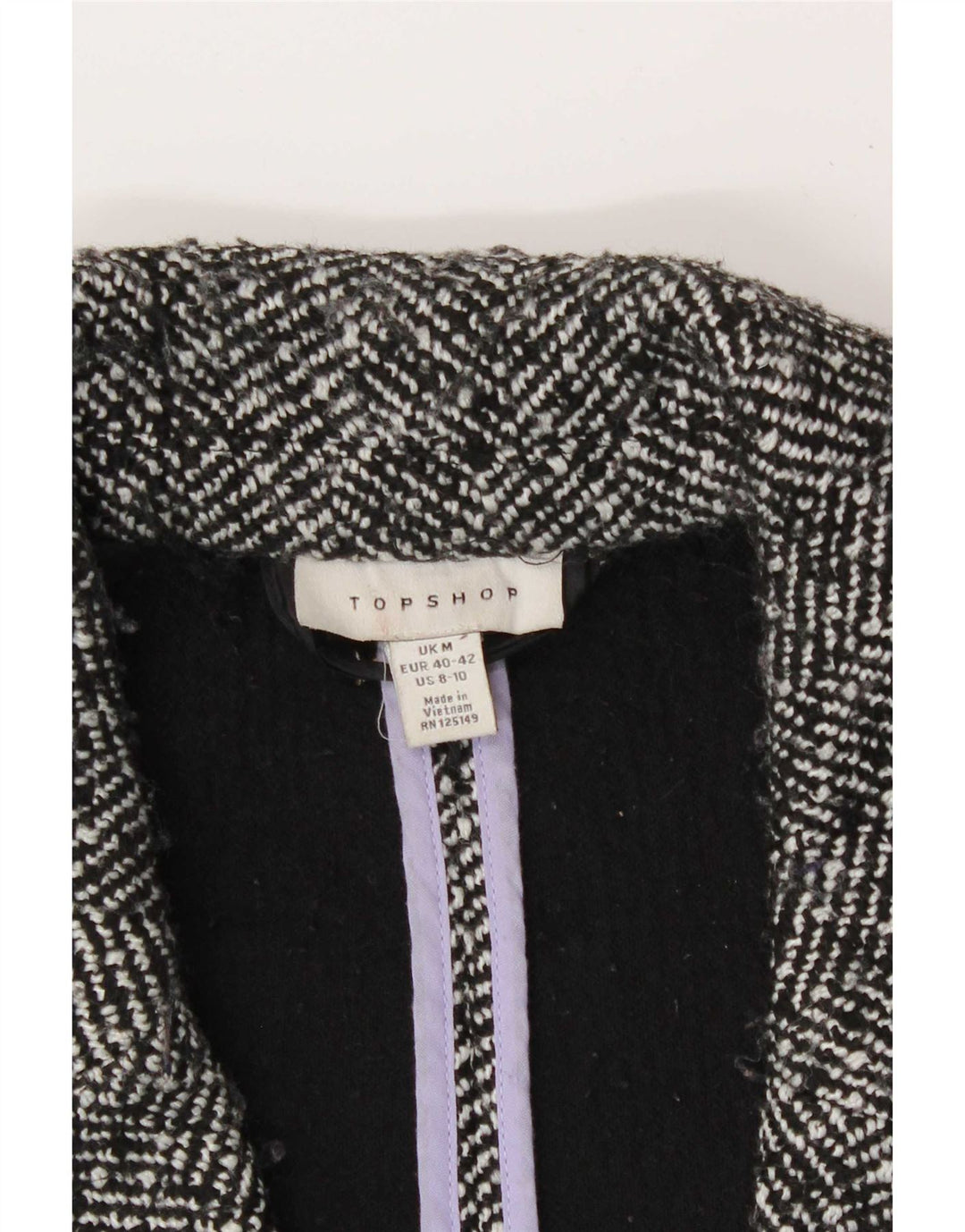 Topshop Cappotto doppiopetto oversize da donna UK 14 Grigio medio a spina di pesce