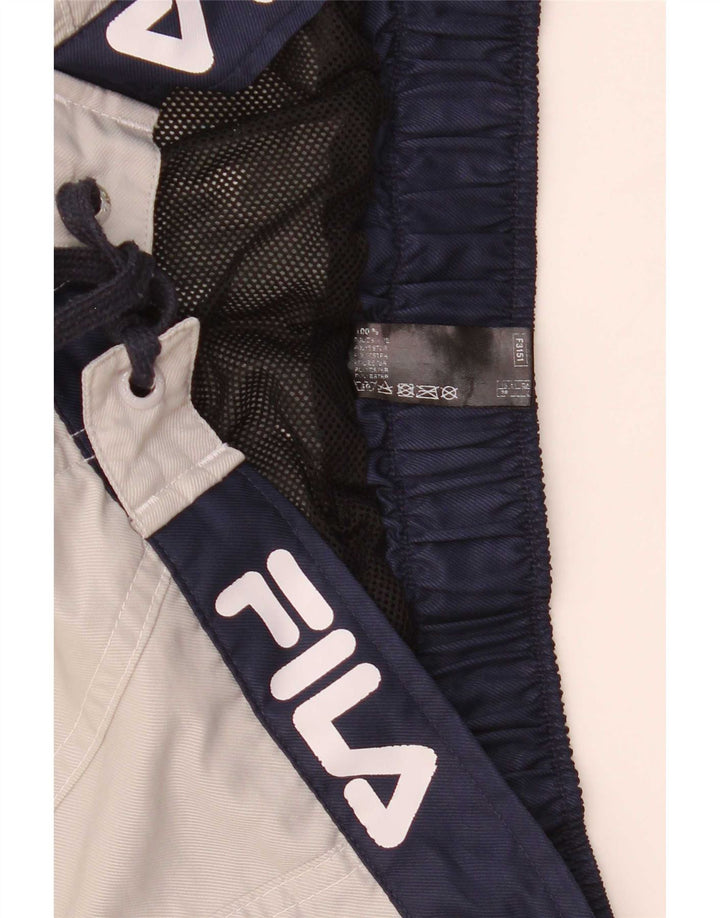 Pantaloncini da bagno grafici da uomo Fila in poliestere color block grigio medio