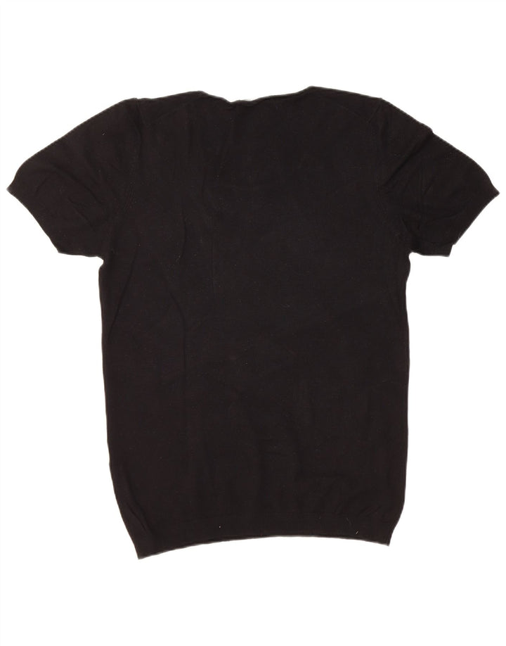 ZARA Maglione da Uomo a Maniche Corte con Scollo a Barca Nero Medio