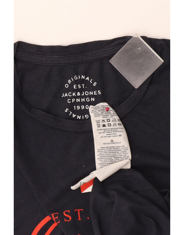 T-shirt grafica da uomo Jack & Jones Top in cotone blu navy medio