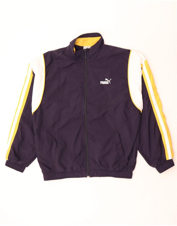 Giacca da tuta da uomo Puma vestibilità ampia, piccola, in nylon color block blu navy