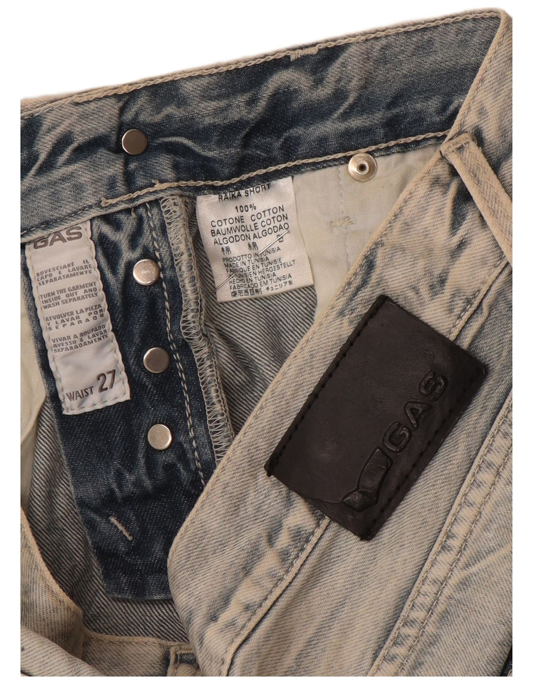 Pantaloncini di jeans da donna Gas W27 piccoli in cotone blu