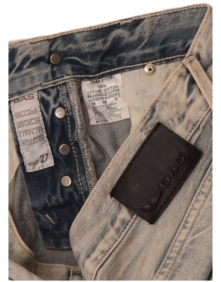 Pantaloncini di jeans da donna Gas W27 piccoli in cotone blu