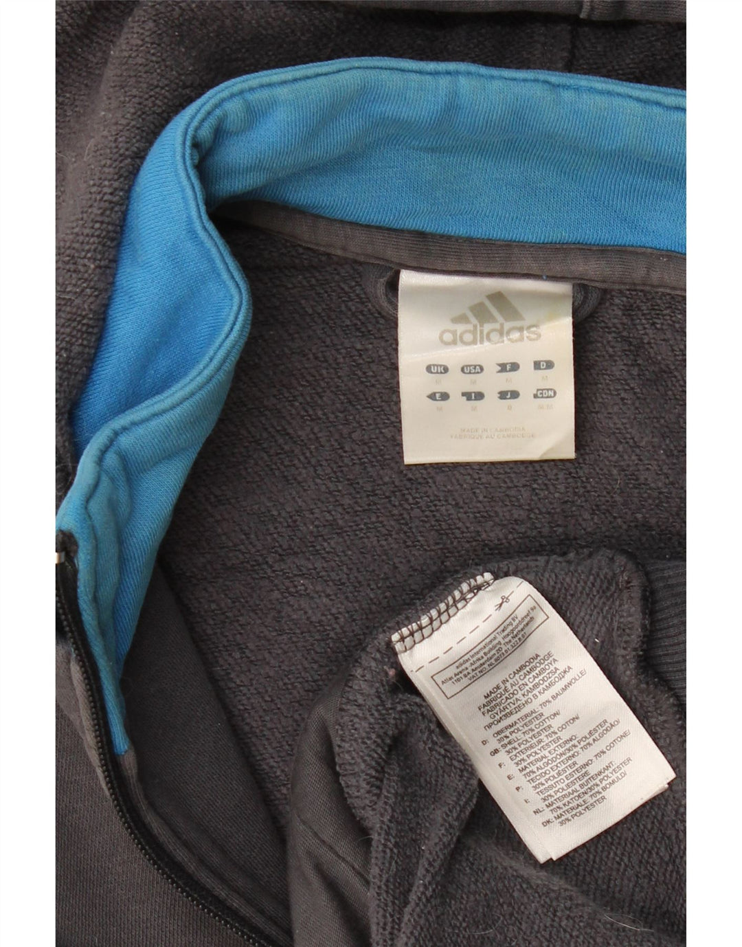 Maglione con cappuccio e zip grafica da uomo ADIDAS in cotone grigio medio