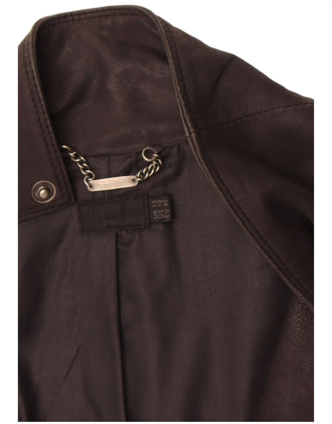 Giacca da corsa in pelle da donna All Saints UK 12 in pelle nera media