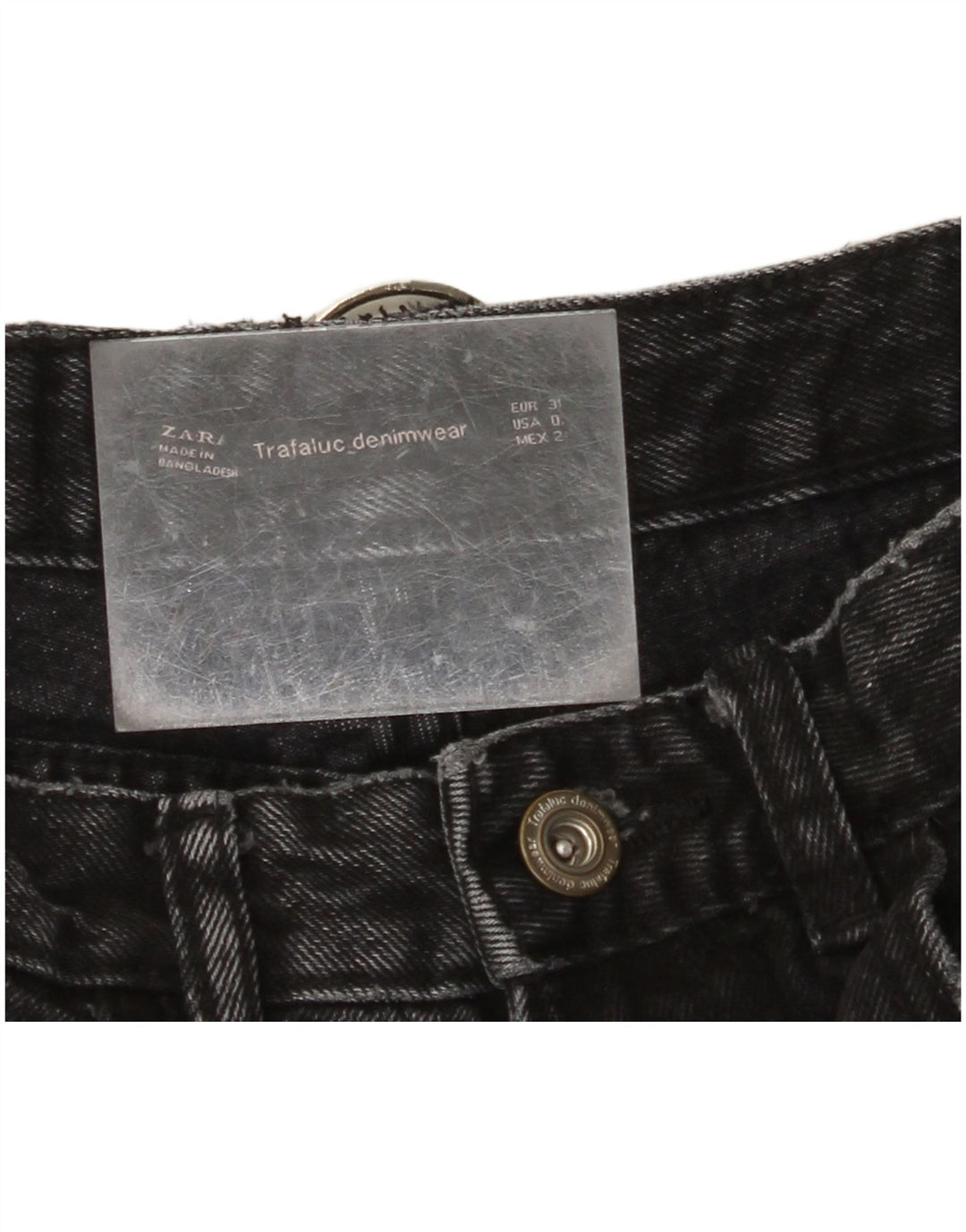 Pantaloncini in denim invecchiato Trafaluc ZARA da donna EU 34 2XS W24 Nero