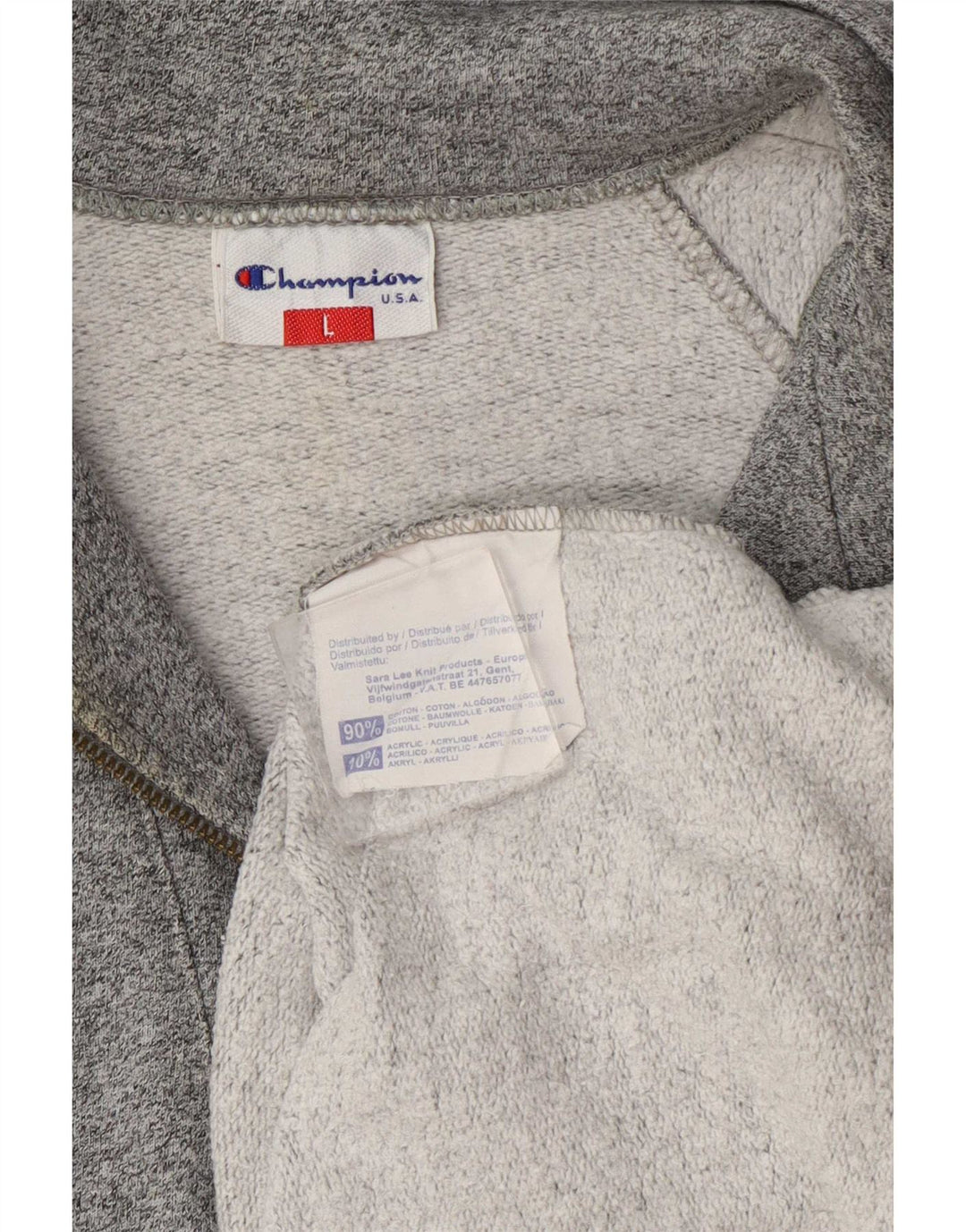 Felpa Champion da uomo con grafica con zip e collo, maglione grande, colore grigio