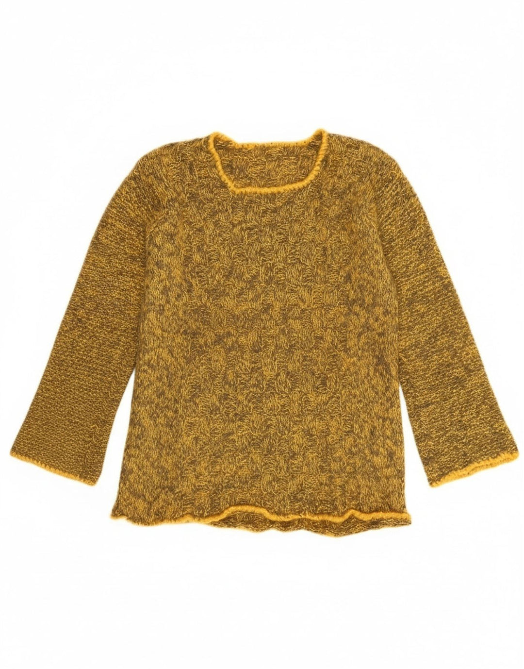 Maglione maglione vintage da donna con scollo a barca UK 10 piccolo giallo chiazzato