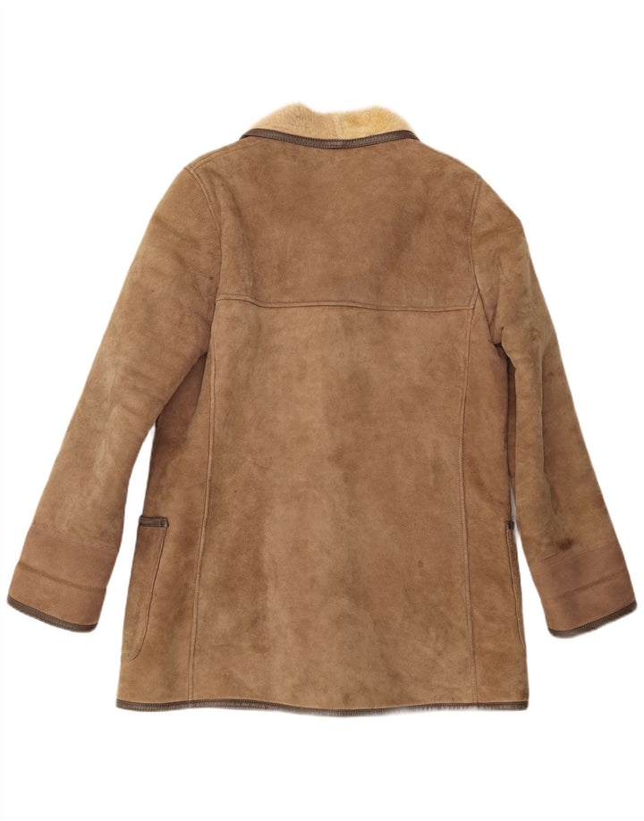 Cappotto in shearling vintage da donna UK 16 grande beige