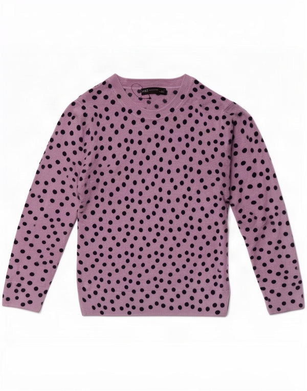 Maglione maglione con scollo a barca da donna Marks & Spencer UK 6 XS viola a pois