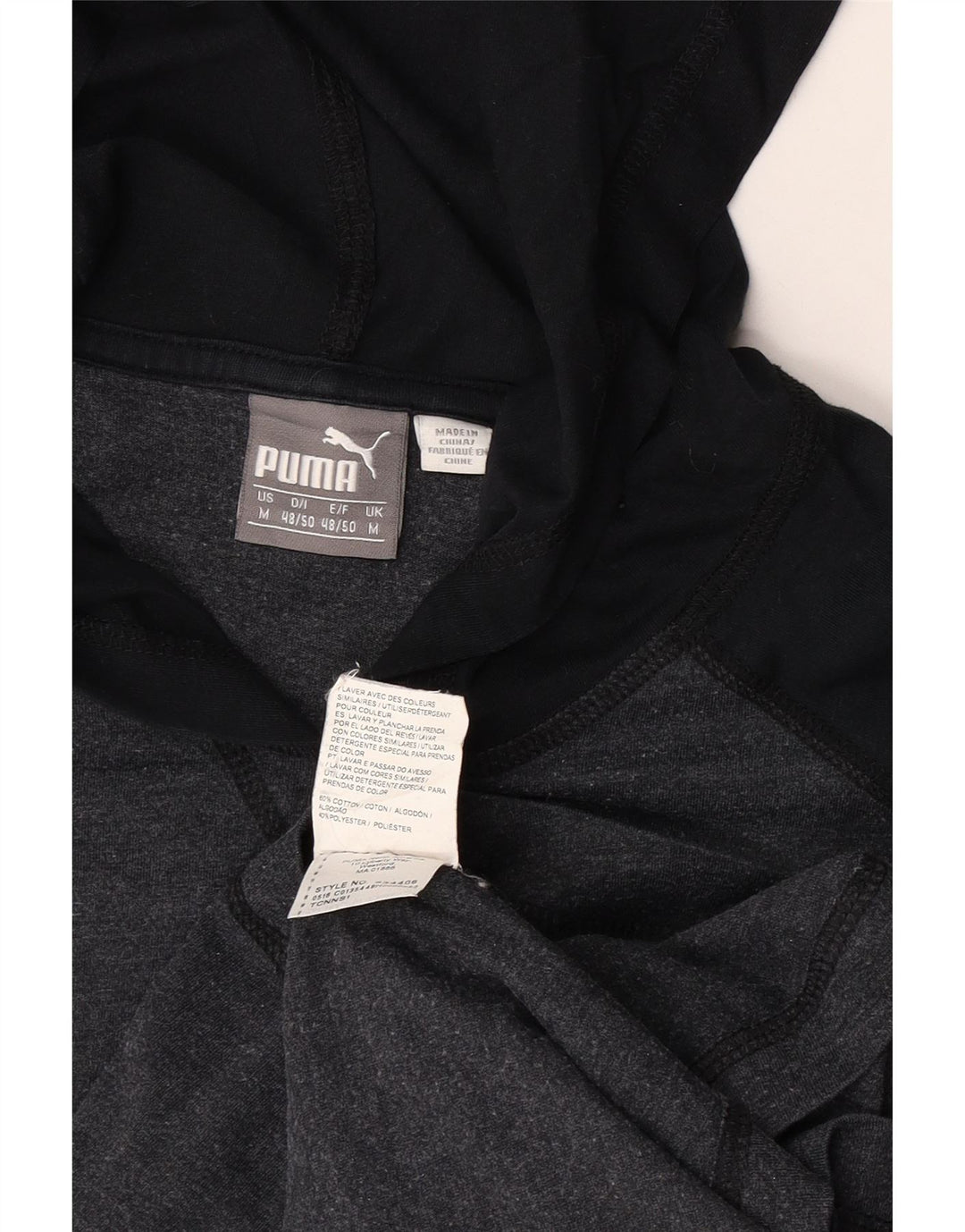 Puma Maglia da uomo con cappuccio a maniche lunghe in cotone color block grigio medio