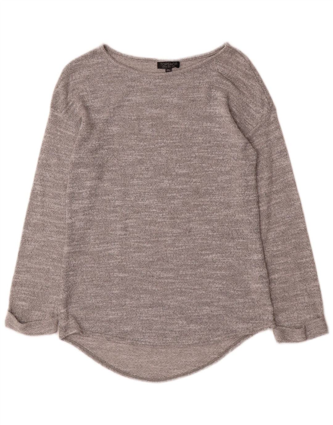 Topshop Maglione da donna con scollo a barca UK 10 Piccolo poliestere screziato grigio