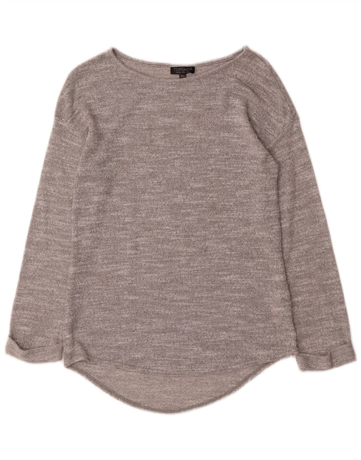 Topshop Maglione da donna con scollo a barca UK 10 Piccolo poliestere screziato grigio
