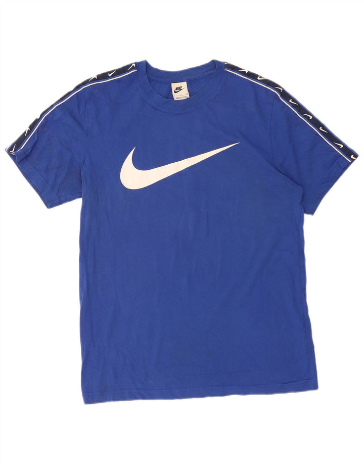 T-shirt grafica da uomo Nike Top Small blu in cotone color block