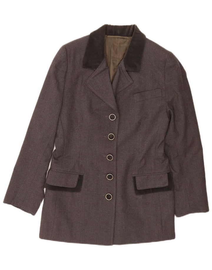 Giacca blazer vintage da donna a 5 bottoni UK 16 grande grigia
