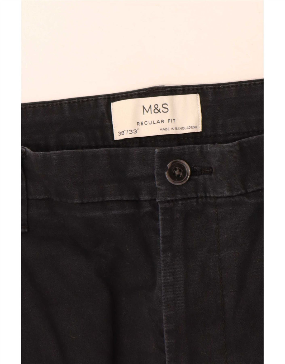 Pantaloni chino vestibilità regolare da uomo Marks & Spencer W38 L33 cotone nero