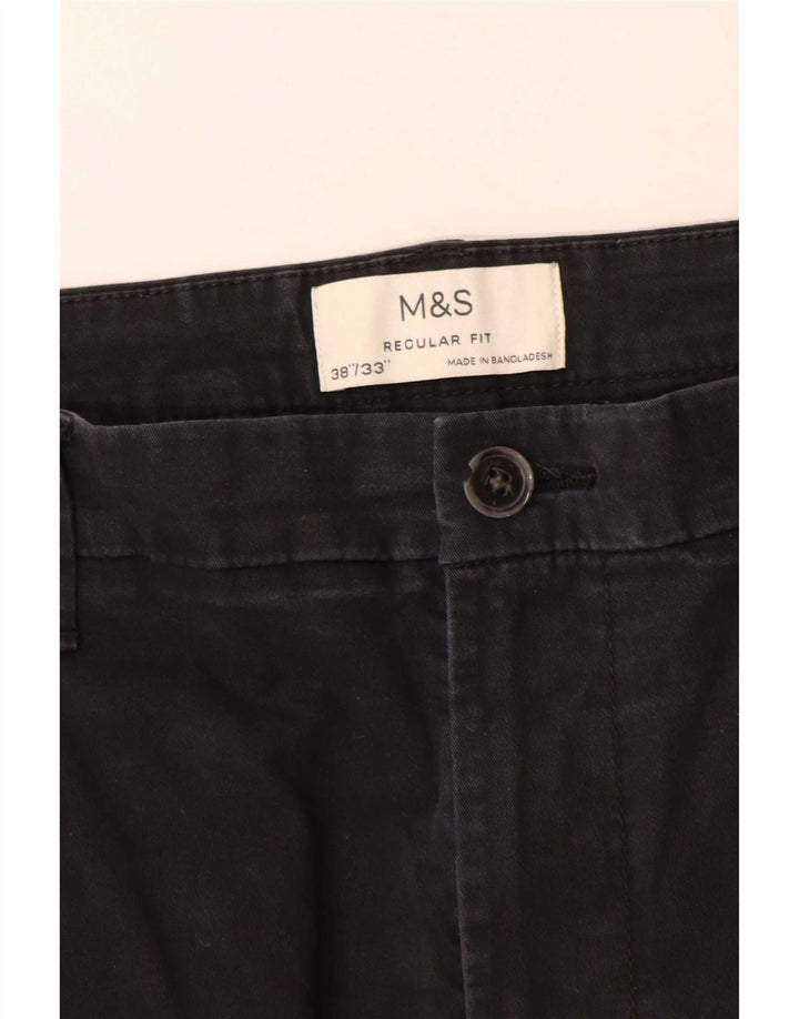 Pantaloni chino vestibilità regolare da uomo Marks & Spencer W38 L33 cotone nero