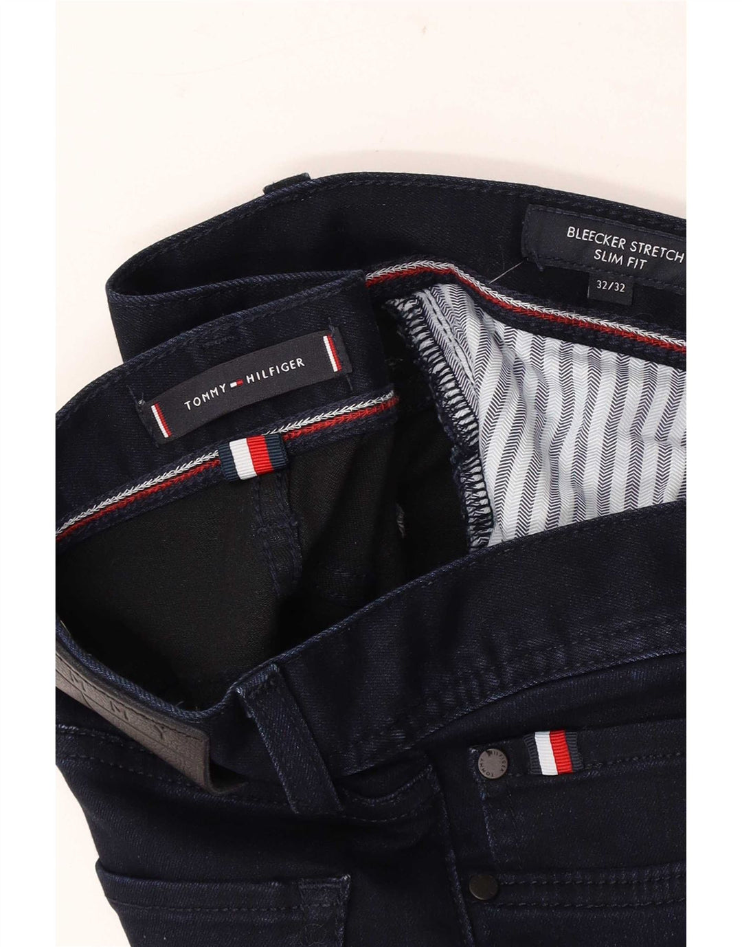 Tommy Hilfiger Uomo Bleecker Slim Jeans W32 L32 Blu Navy