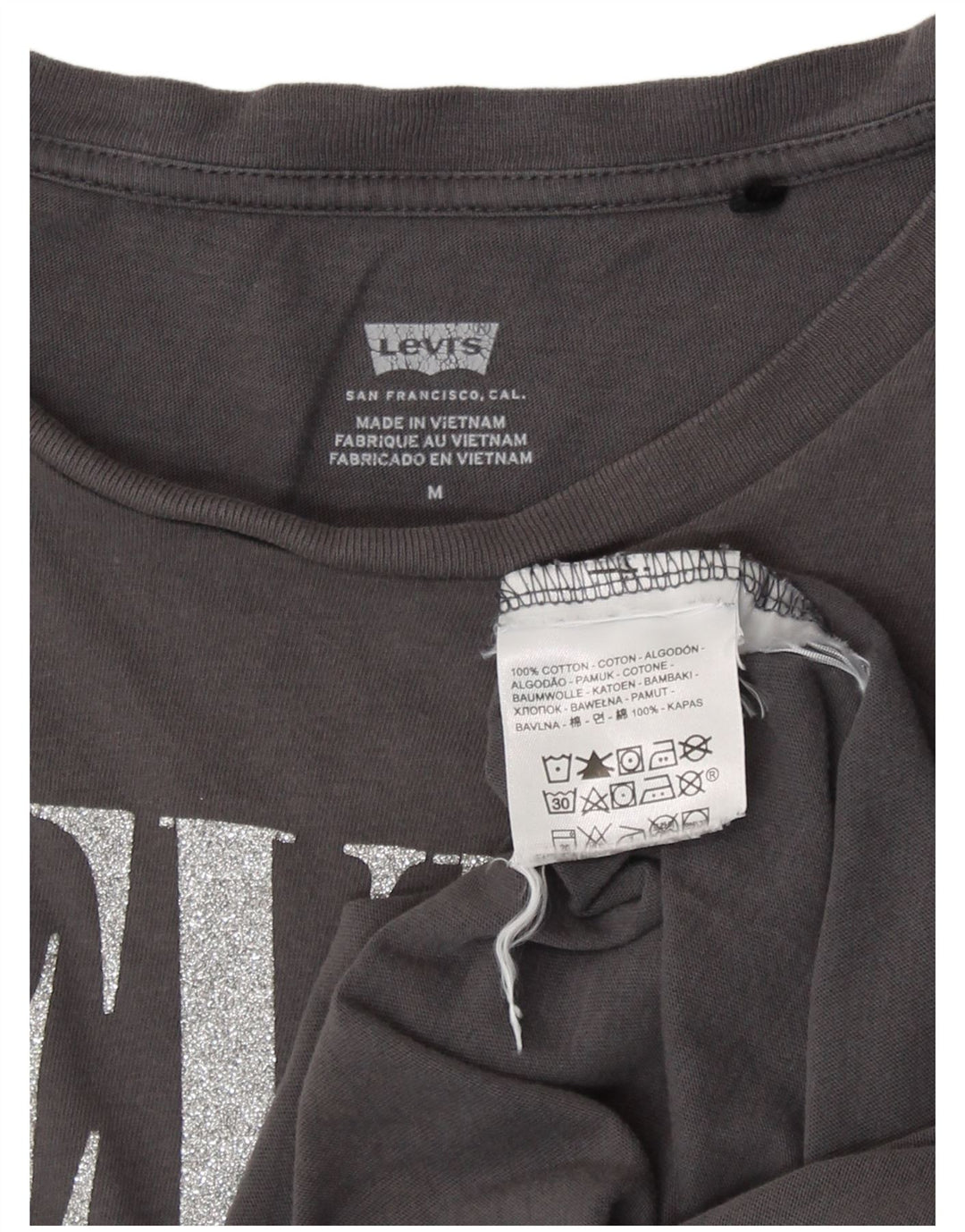 T-shirt grafica da donna Levi's Top UK 12 Cotone grigio medio