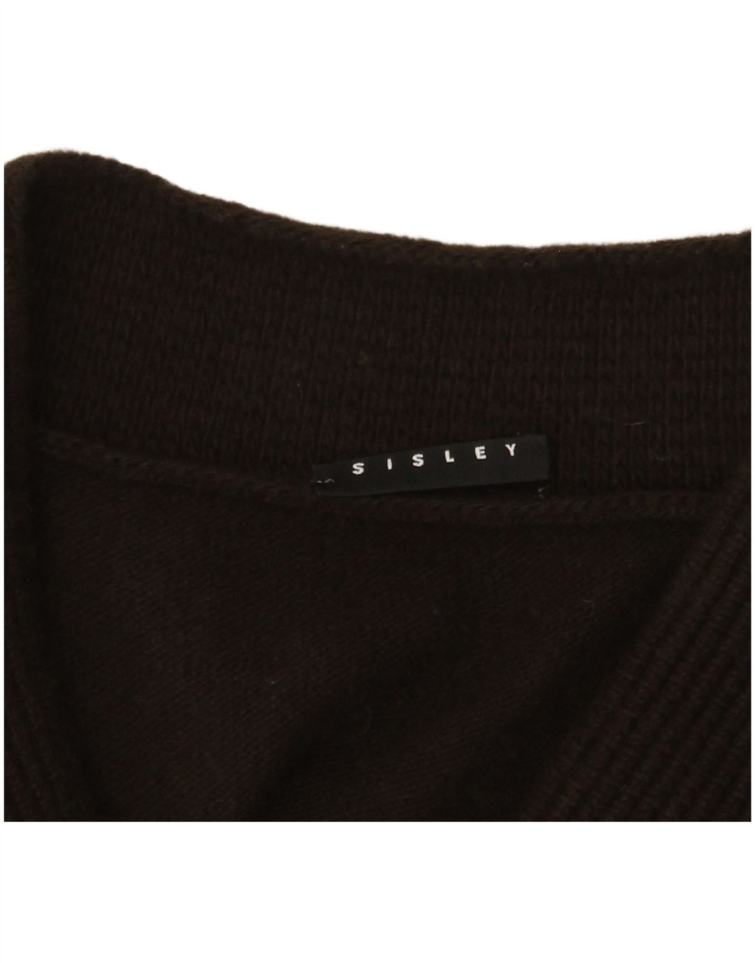 Maglione maglione con scollo a V da donna Sisley UK 14 grande marrone