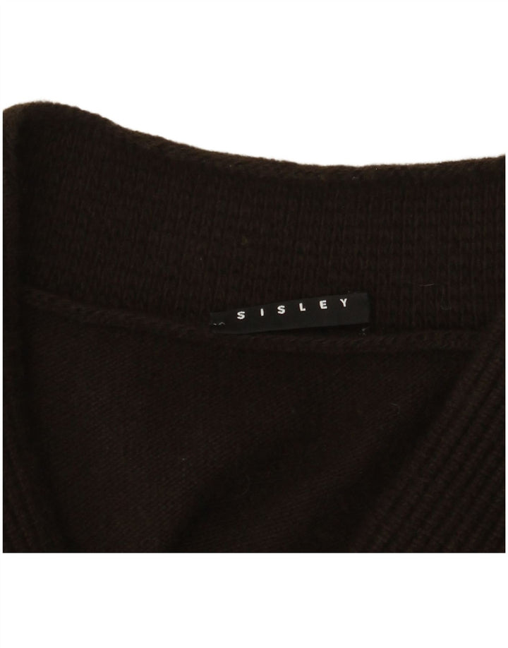 Maglione maglione con scollo a V da donna Sisley UK 14 grande marrone
